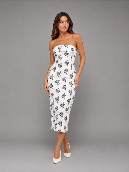 Petal & Pup Dresses & Skirts - Petal & Pup Toni Floral Strapless Midi Dress B581